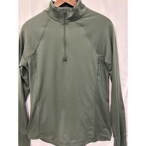 Lands' End Pullover Women's Small (6-8) Green Poly/Spandex Thumb Holes 1/4 Zip